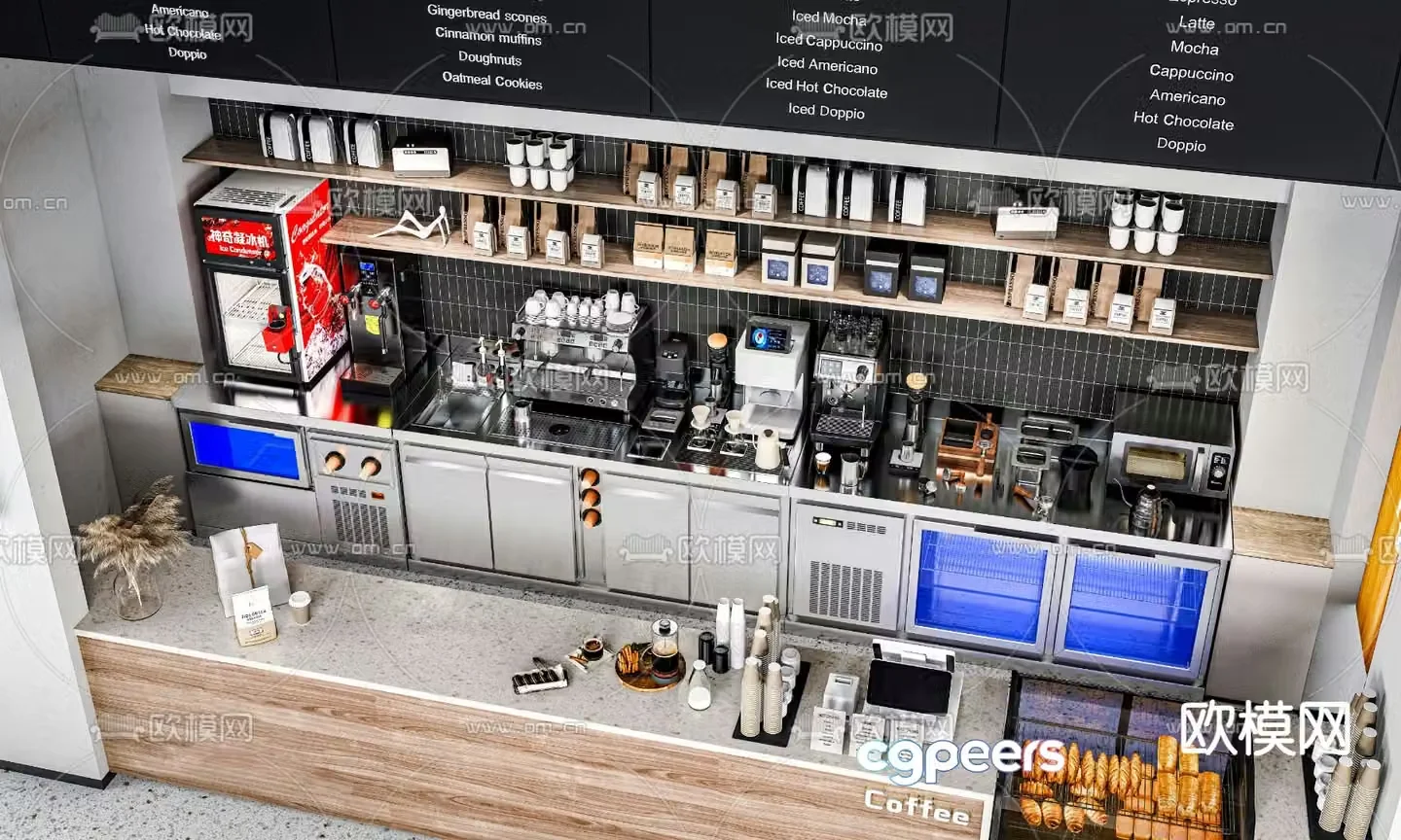 Cafe bar counter 3d model