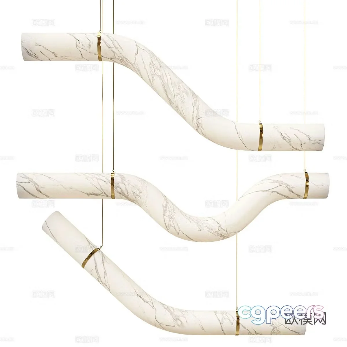 New Chinese style light luxury Liberty decorative chandelier 3D model