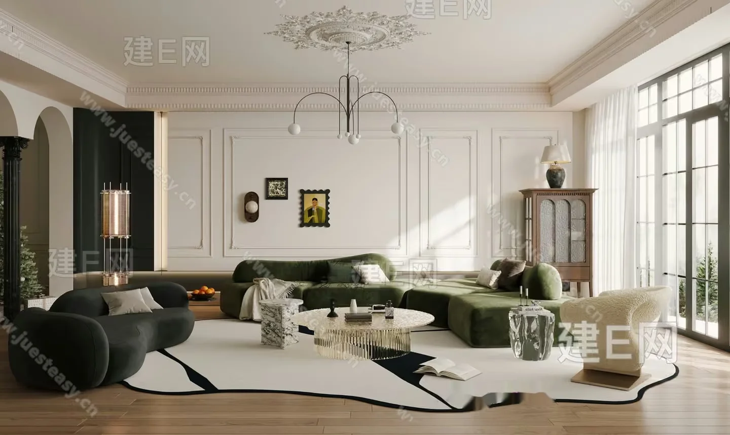 Modern Living Room 3D Model – 4506 – CORONA Render