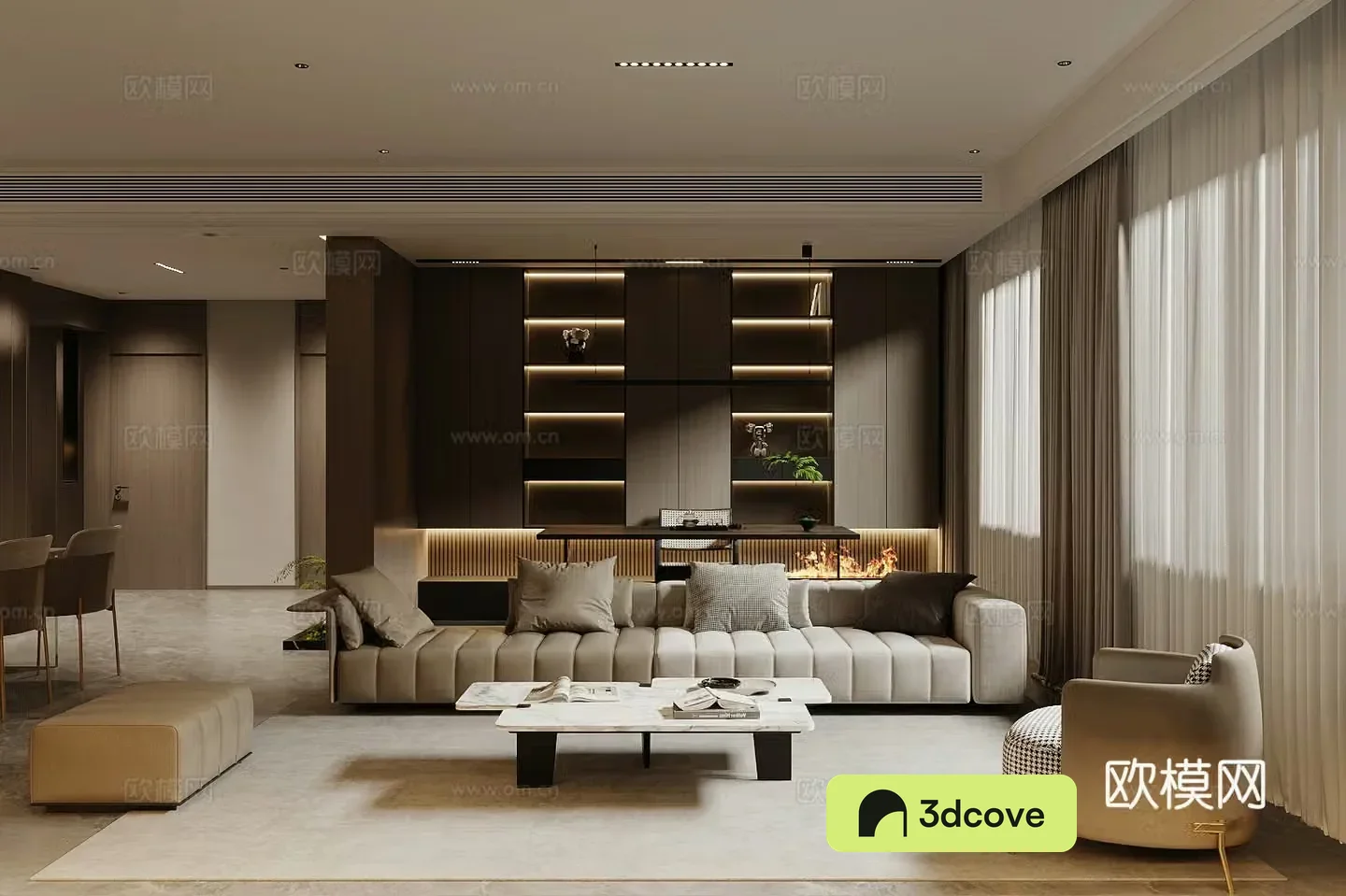 Modern living room light luxury living room Italian living room sofa coffee table combination leather multi-person sofa