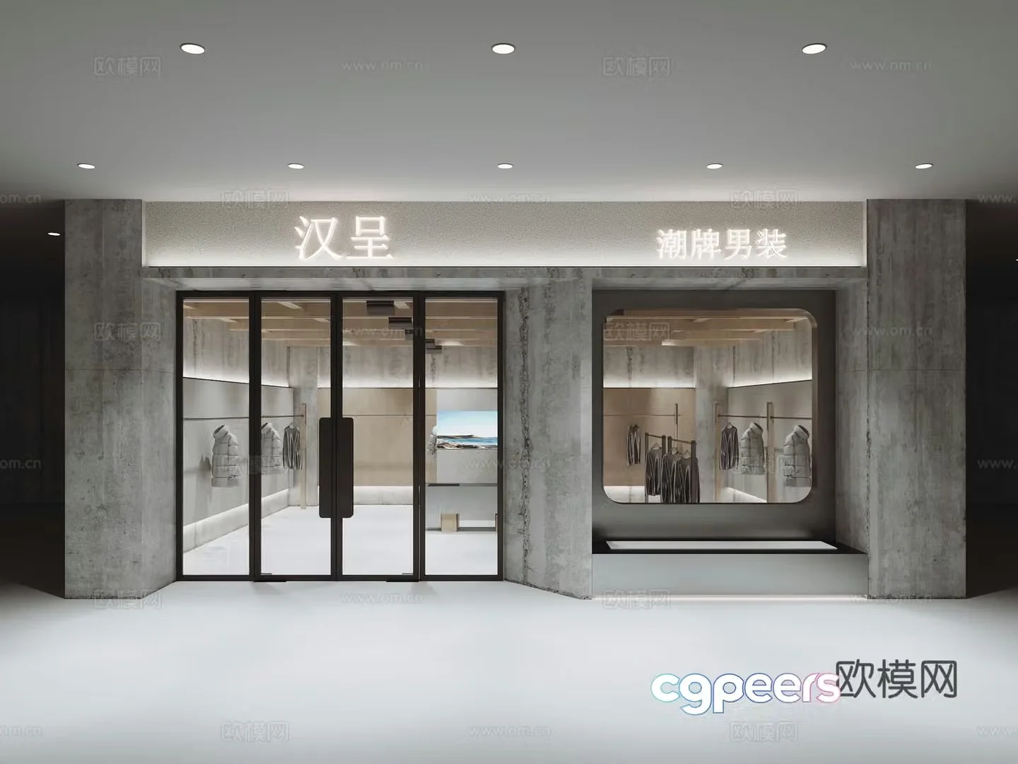 Modern men’s clothing store Clothing store booth Clothing live room Door head lintel Clothing shelves 3D model