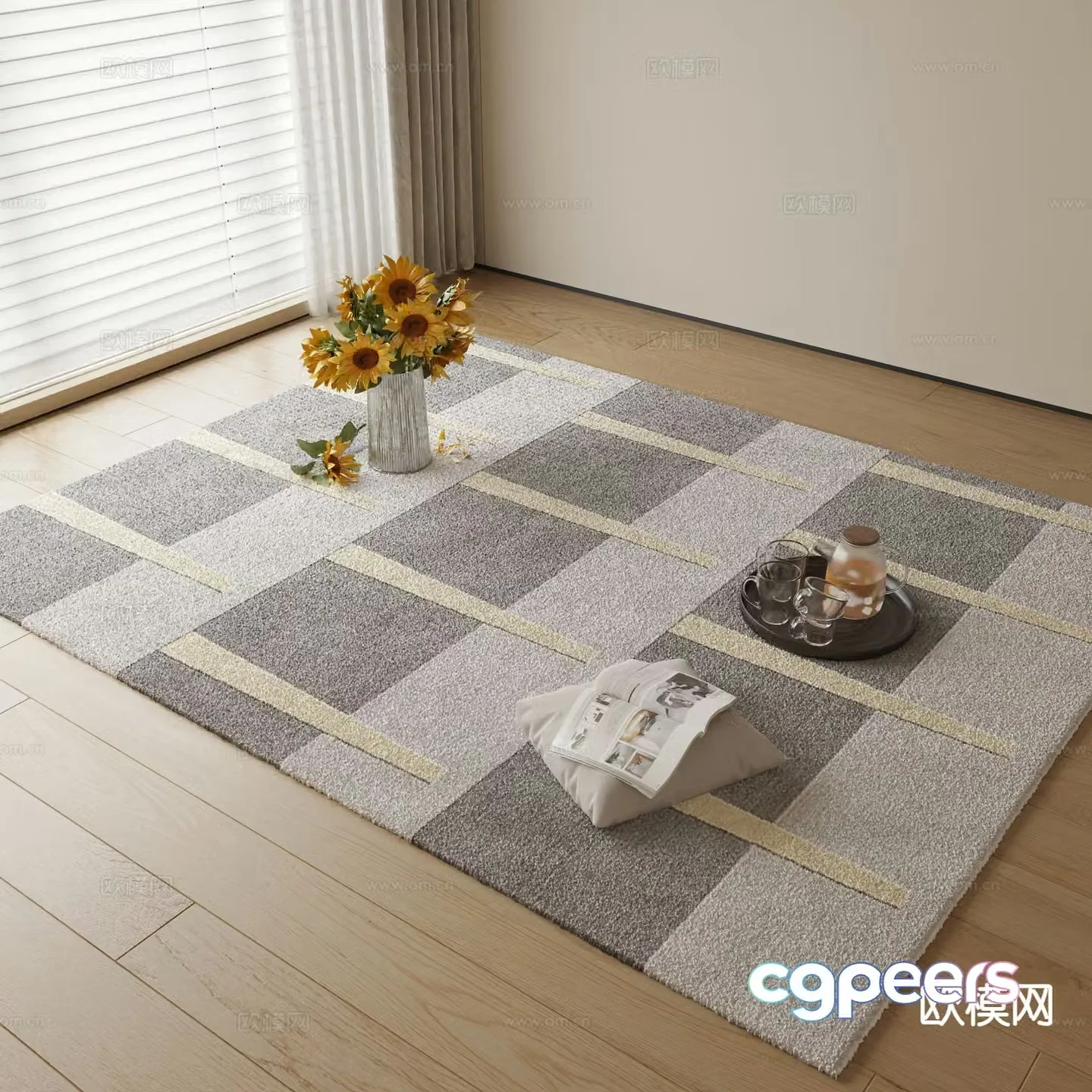 Decorative carpet striped carpet 3d model