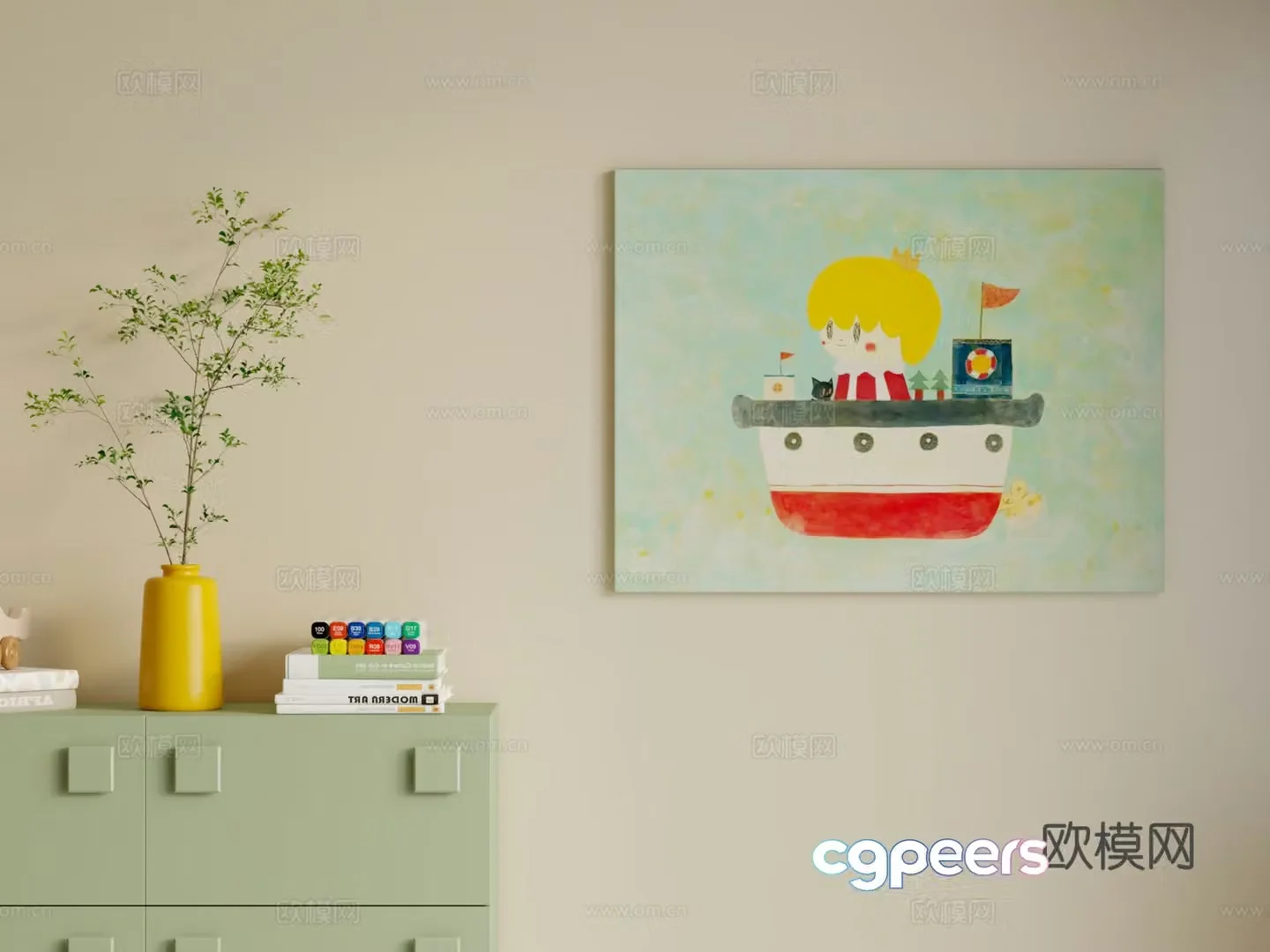 Modern children’s room hanging painting 3d model