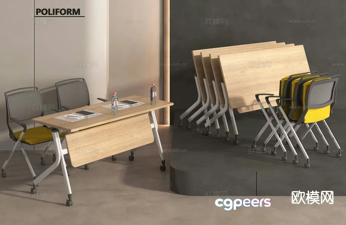 Modern office desk and chair 3d model