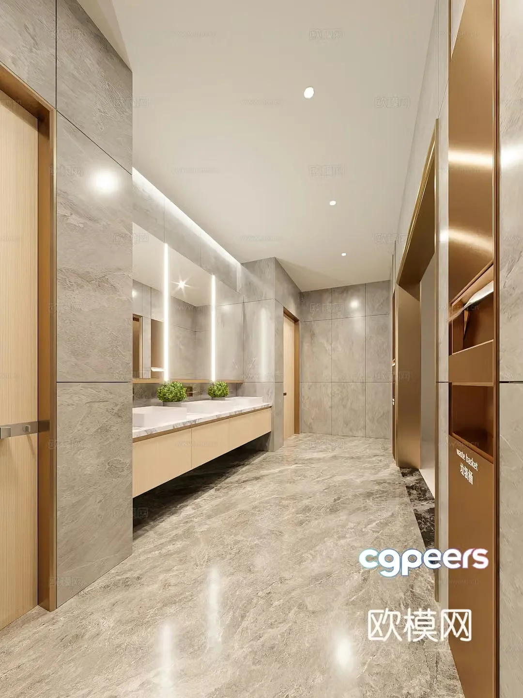 Public bathroom 3d model