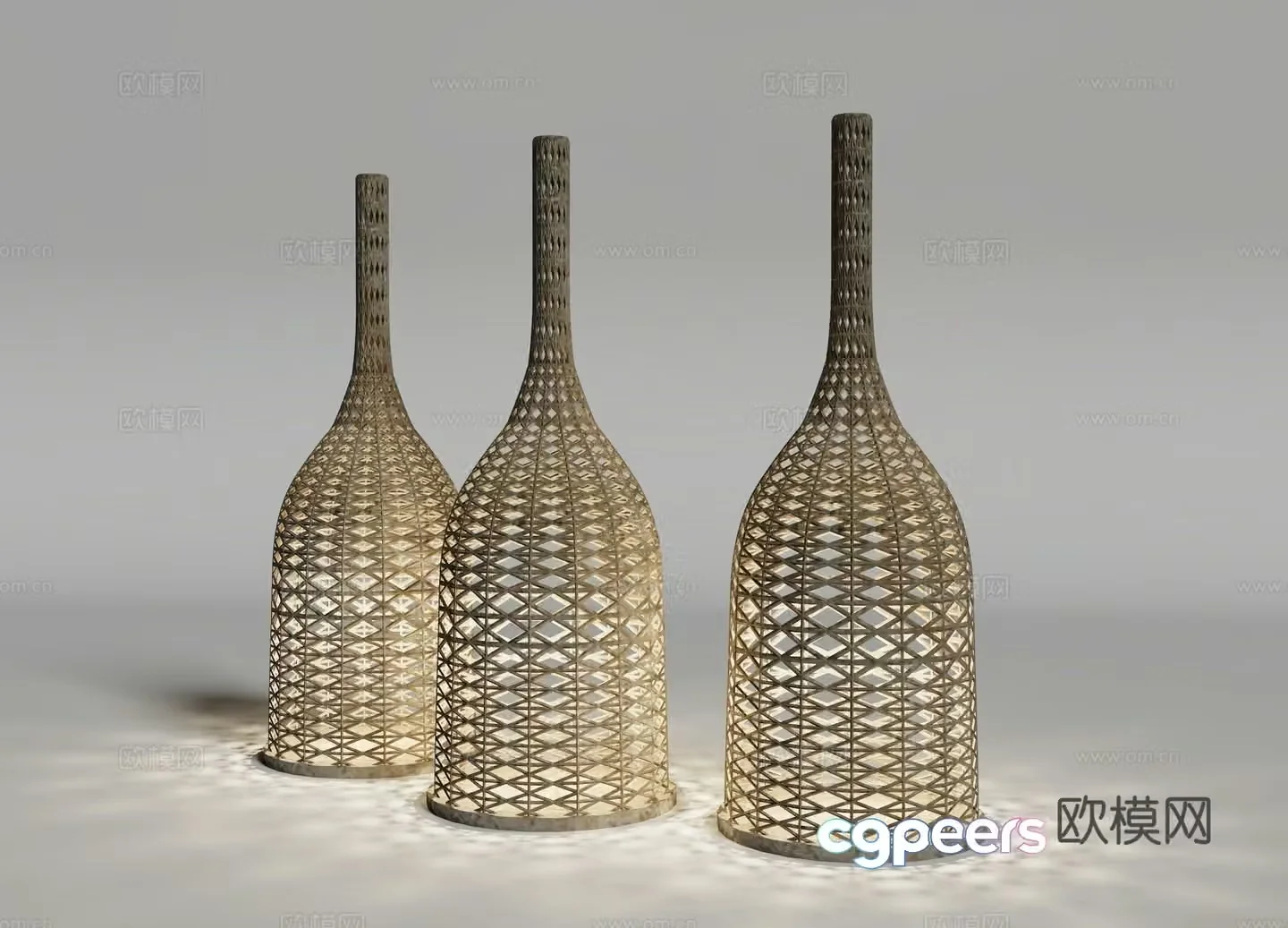 New Chinese Southeast Asian rattan floor lamp 3D model