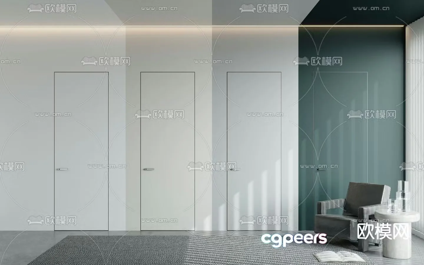 Minimalist door room door single door hidden frame door 3d model