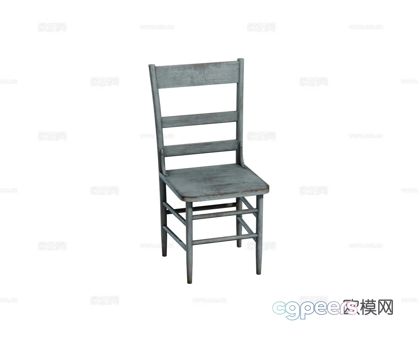 Modern retro dining chair solid wood chair painted wooden chair combination 3d model