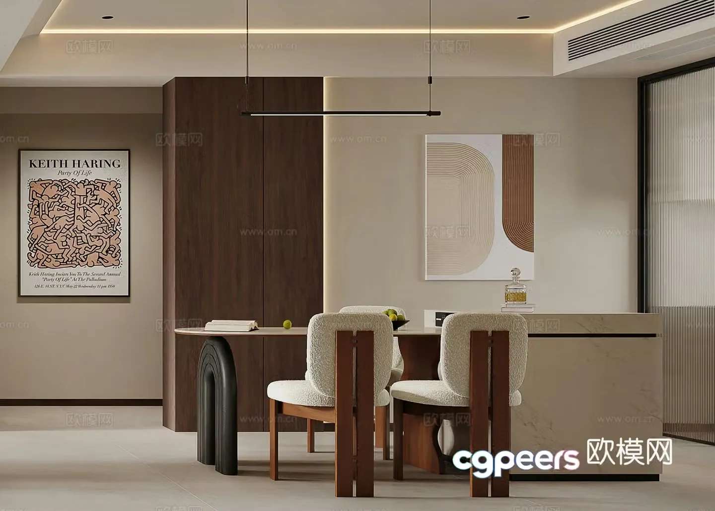 Modern restaurant Island retro restaurant entrance door modern living restaurant simple medieval style 3d model