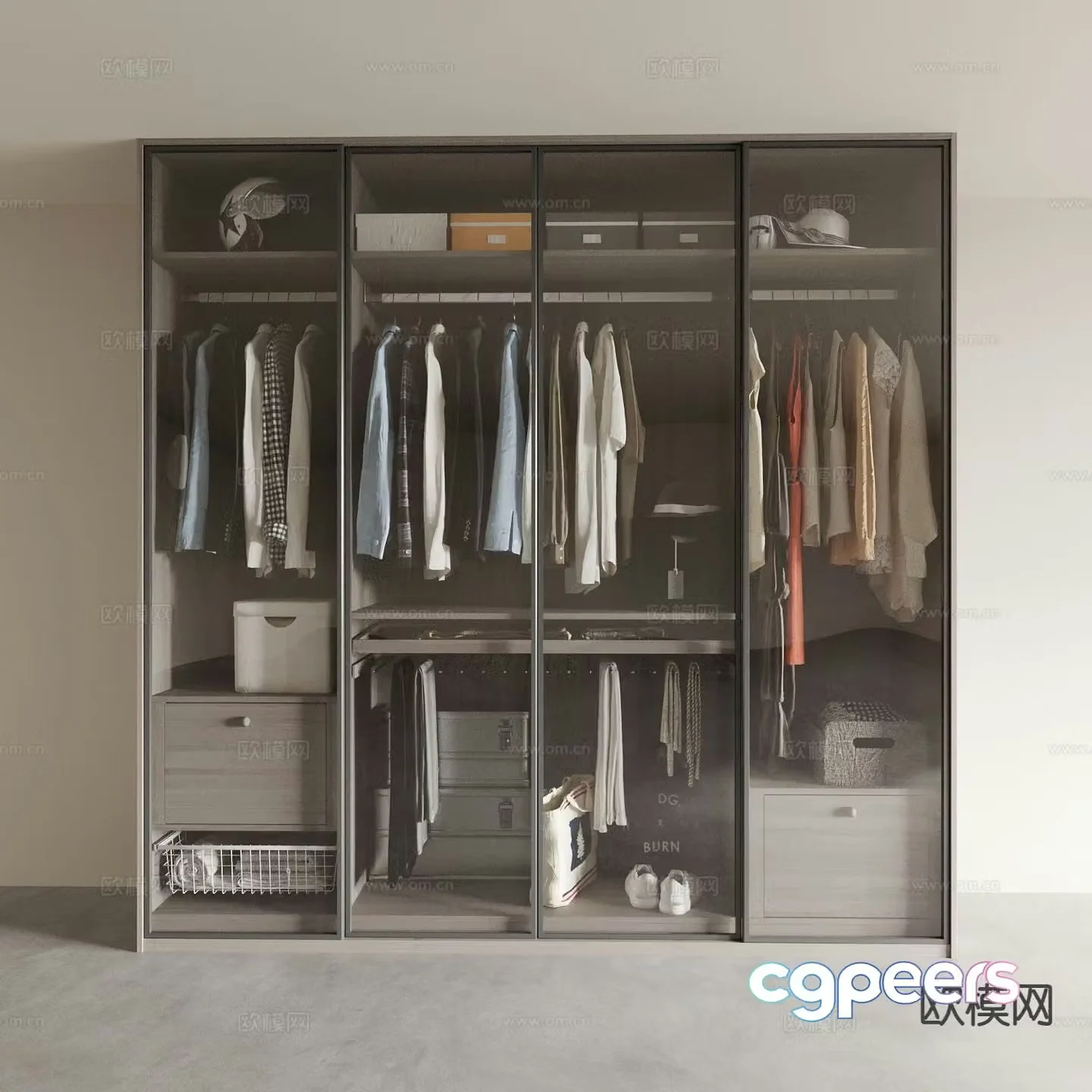 Modern glass wardrobe 3d model