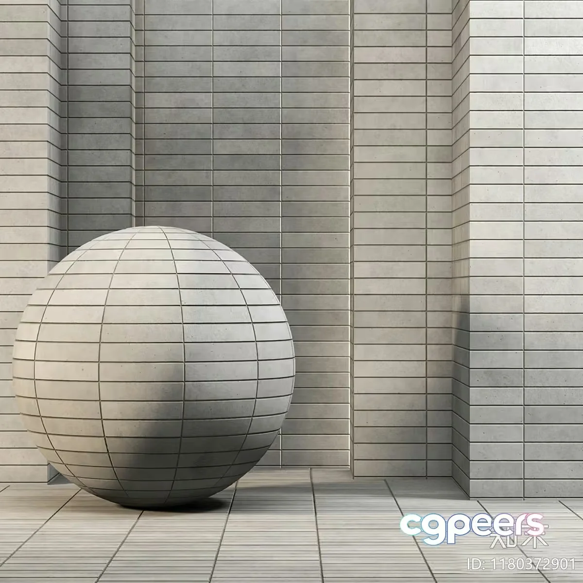 A Large White Sphere In A Room With White Brick Walls 3D Model – 5470 – VRAY Render