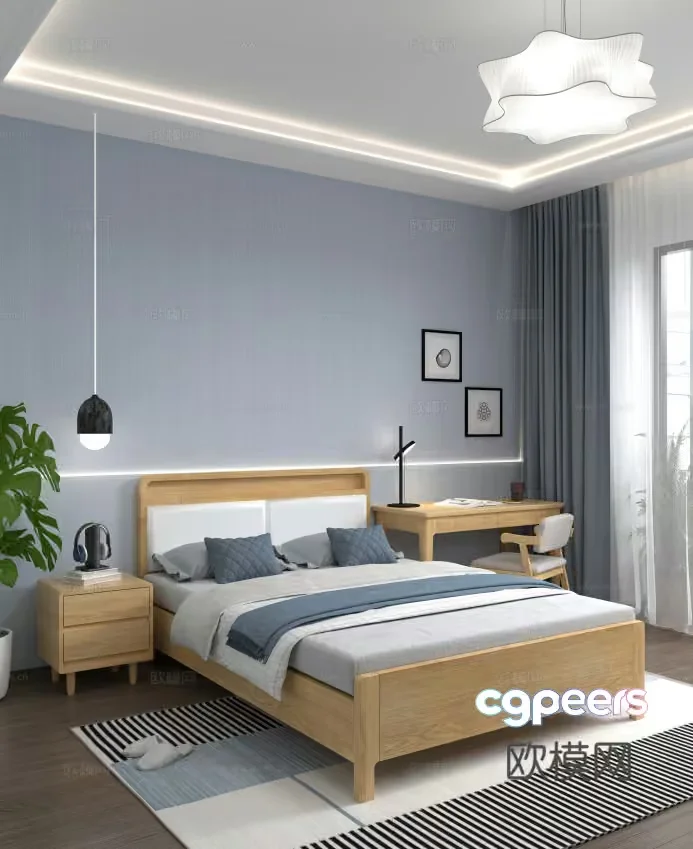 Modern Bedroom 3D Model – 10096 – VRAY Render
