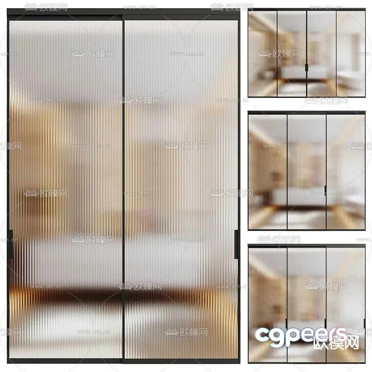 Changhong glass sliding door glass door 3d model