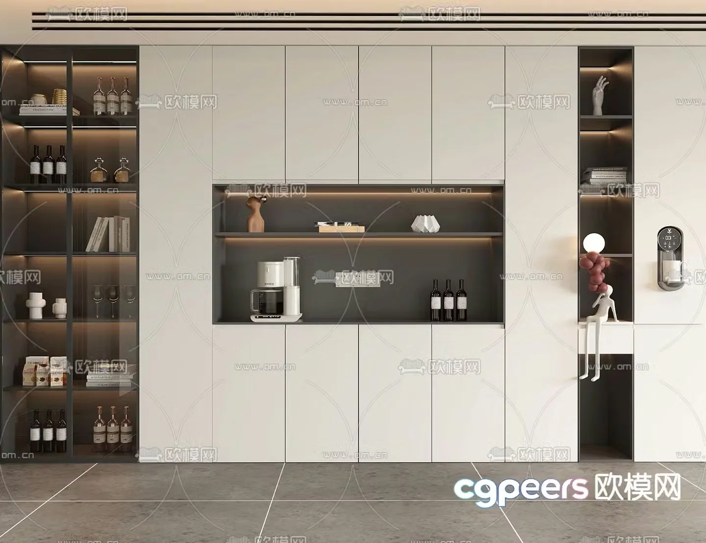 Modern wine cabinet sideboard 3d model