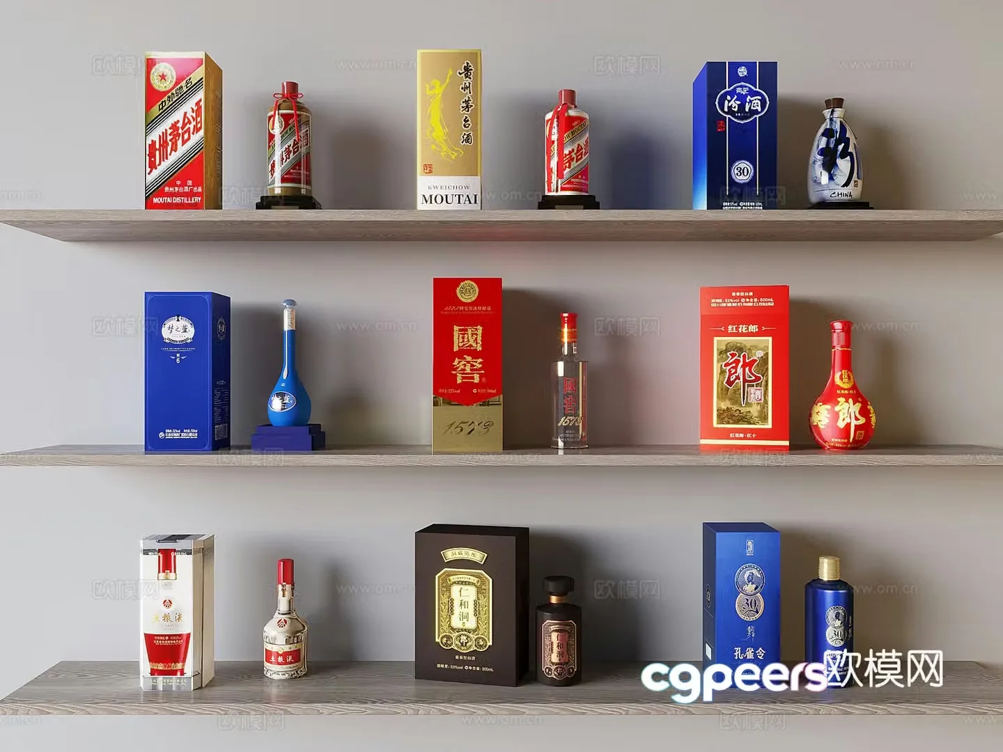 Baijiu bottle wine Moutai Wuliangye Dream Lan Fen Jiu Lang wine 3D model
