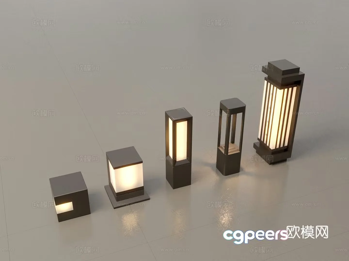 Modern Chinese landscape lights lawn lights garden lights outdoor light combination 3D model