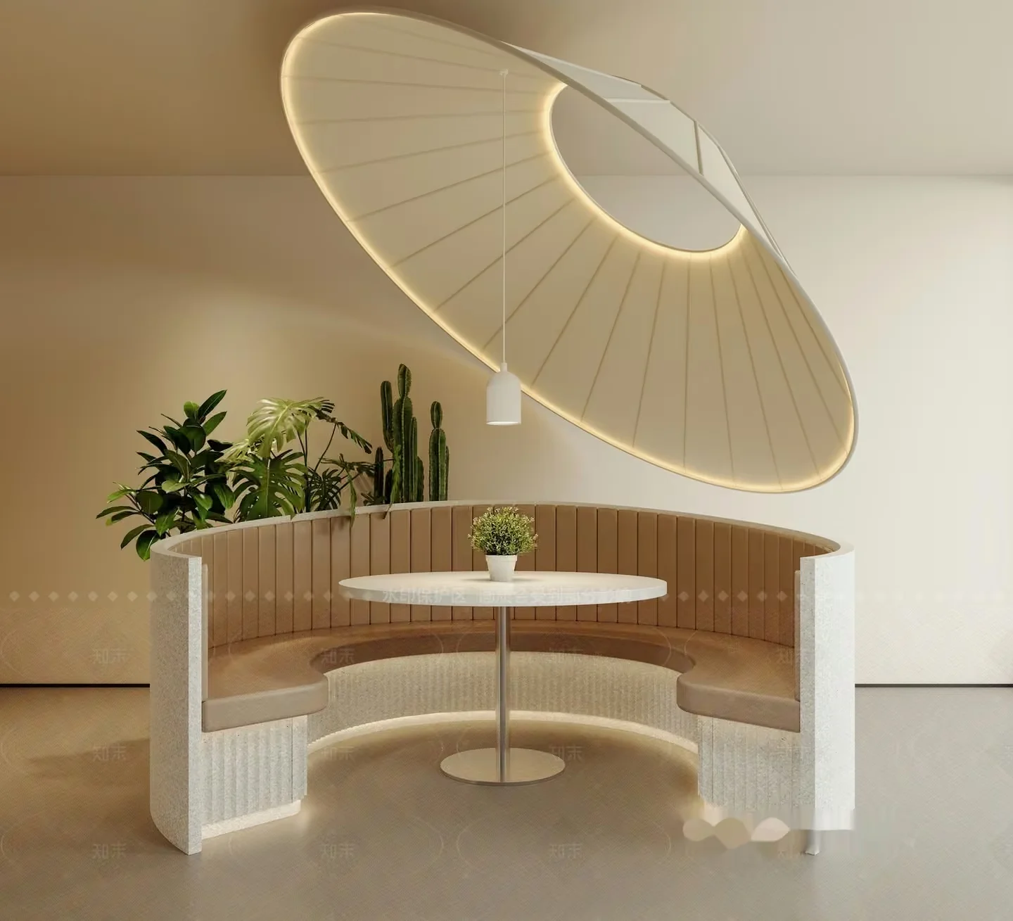 Modern Circular Seating Area 3D Model – 8663 – VRAY Render