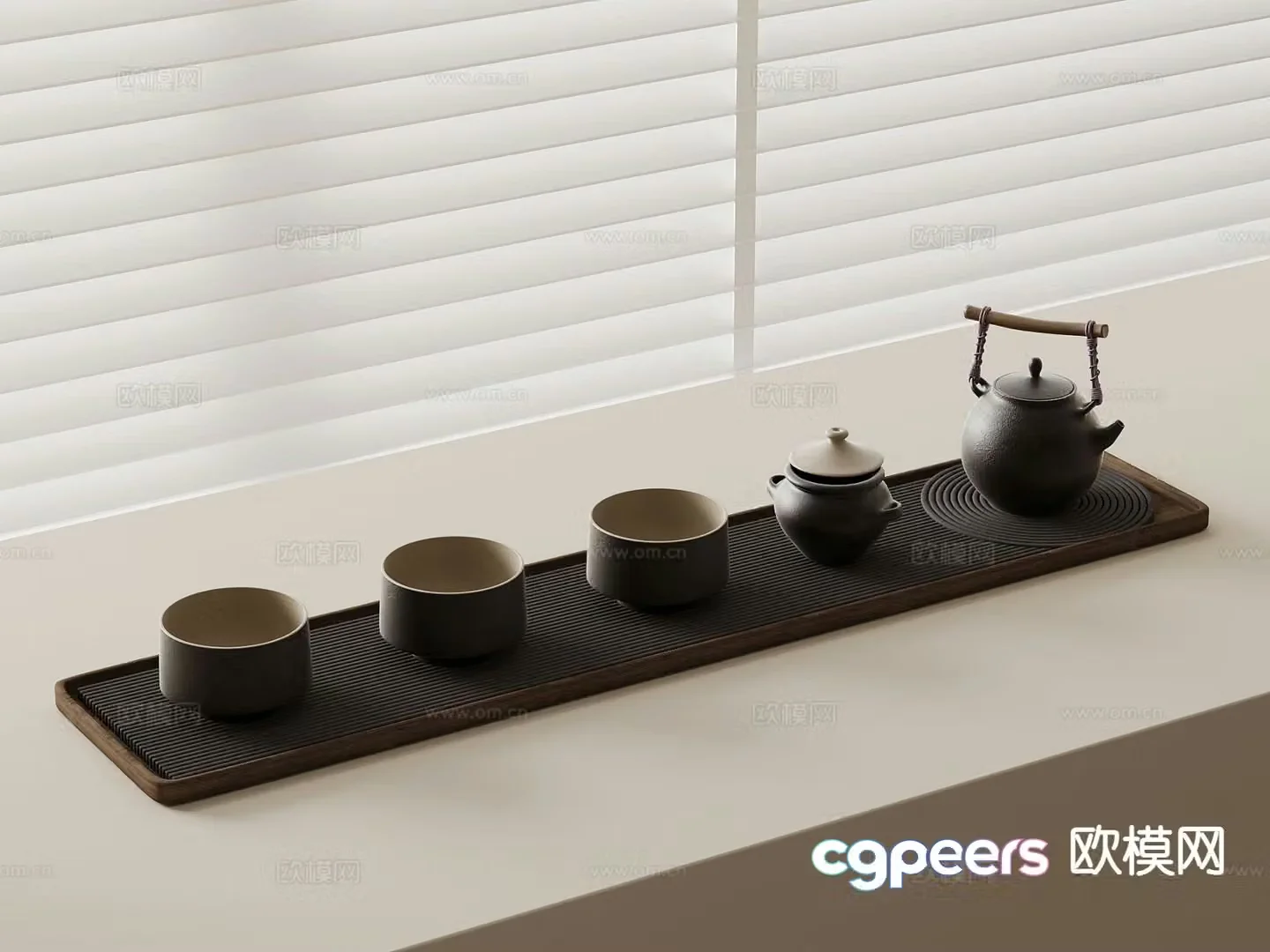 New Chinese tea set teacup teapot tray 3d model