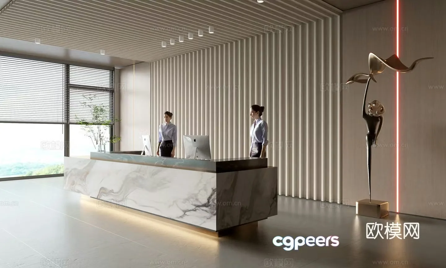 Modern company front desk reception area bar reception desk service desk company front desk background 3D model