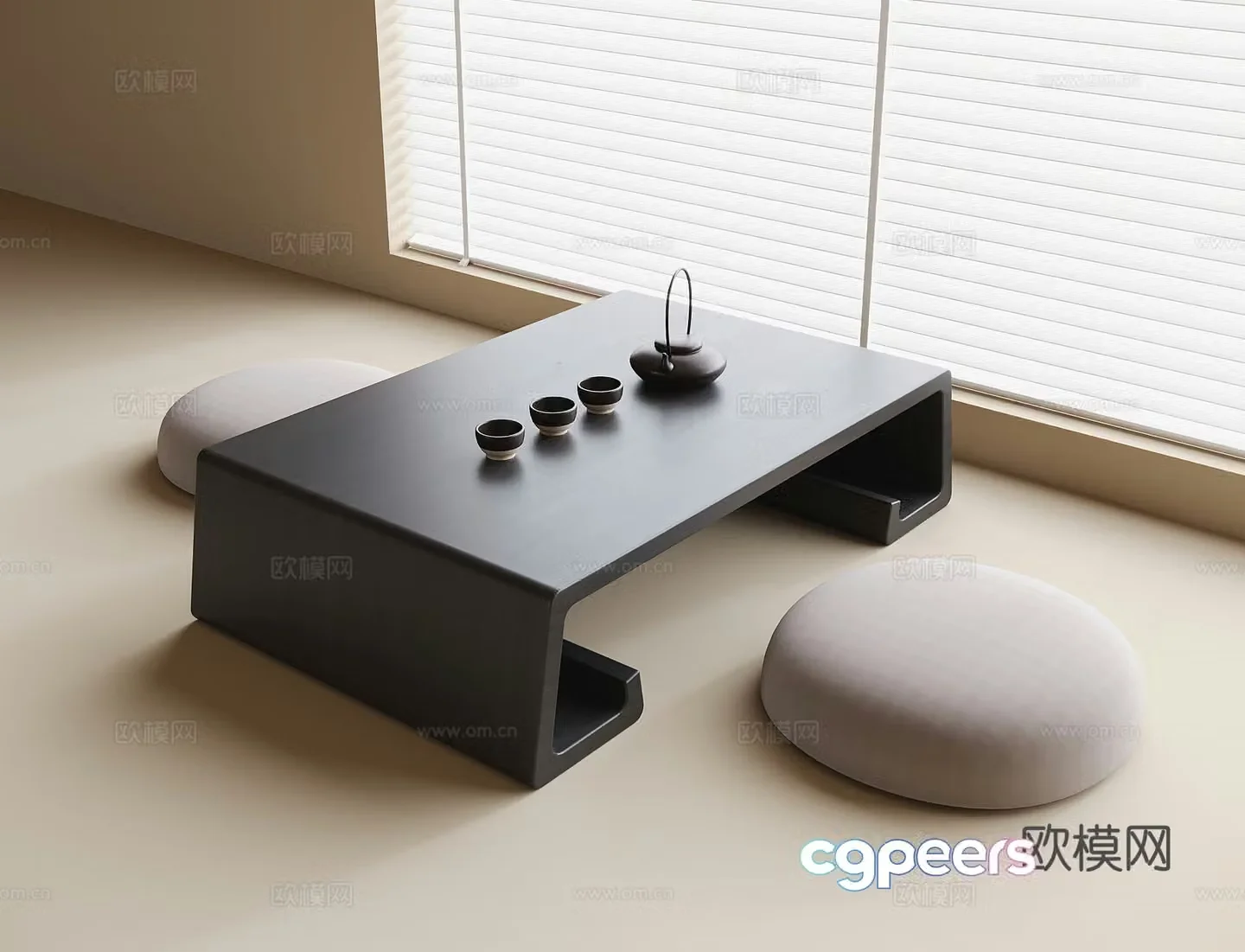 Modern balcony tea table and chair small tea table cushion 3d model