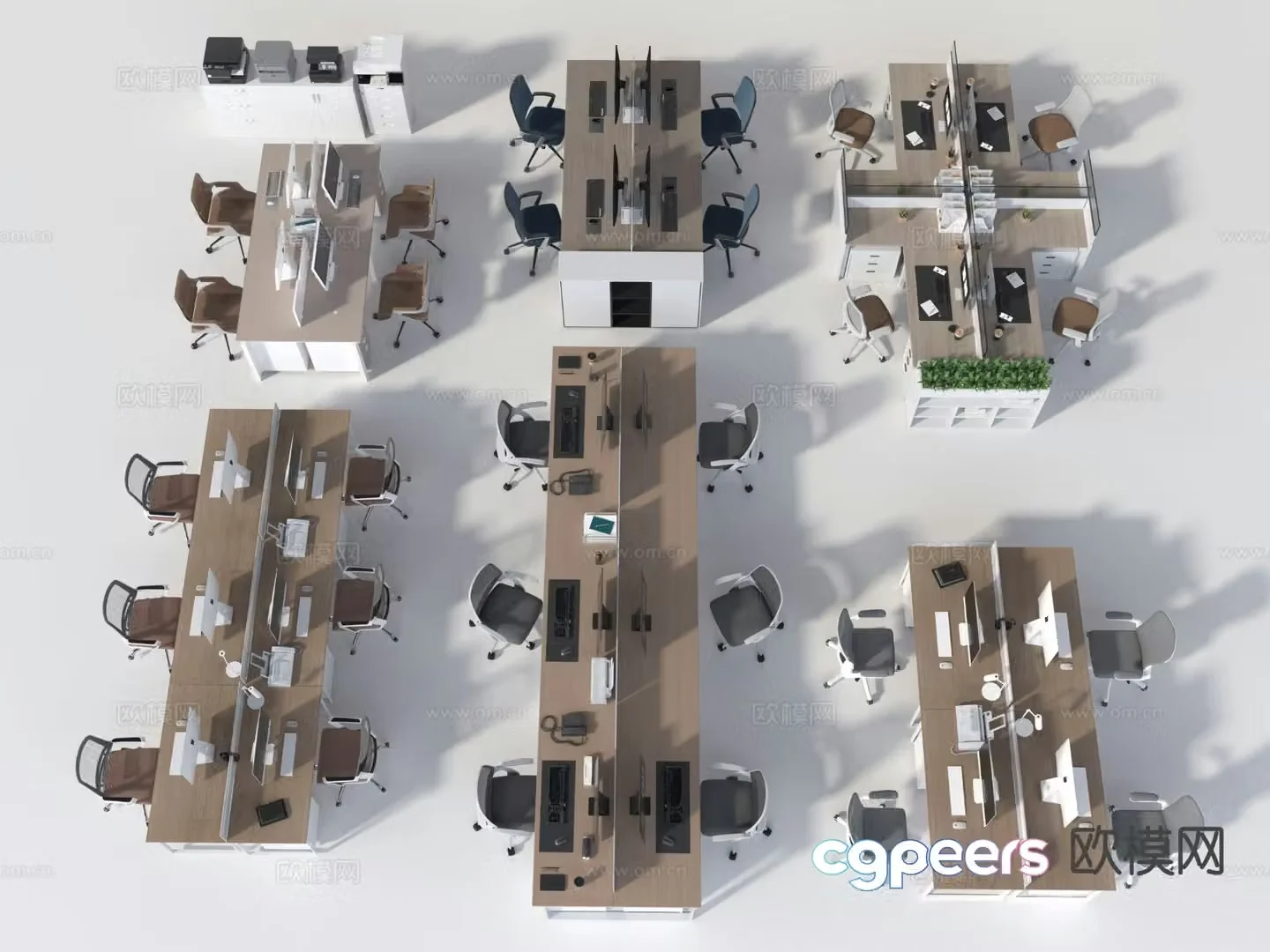 Card space desk work station post 3d model