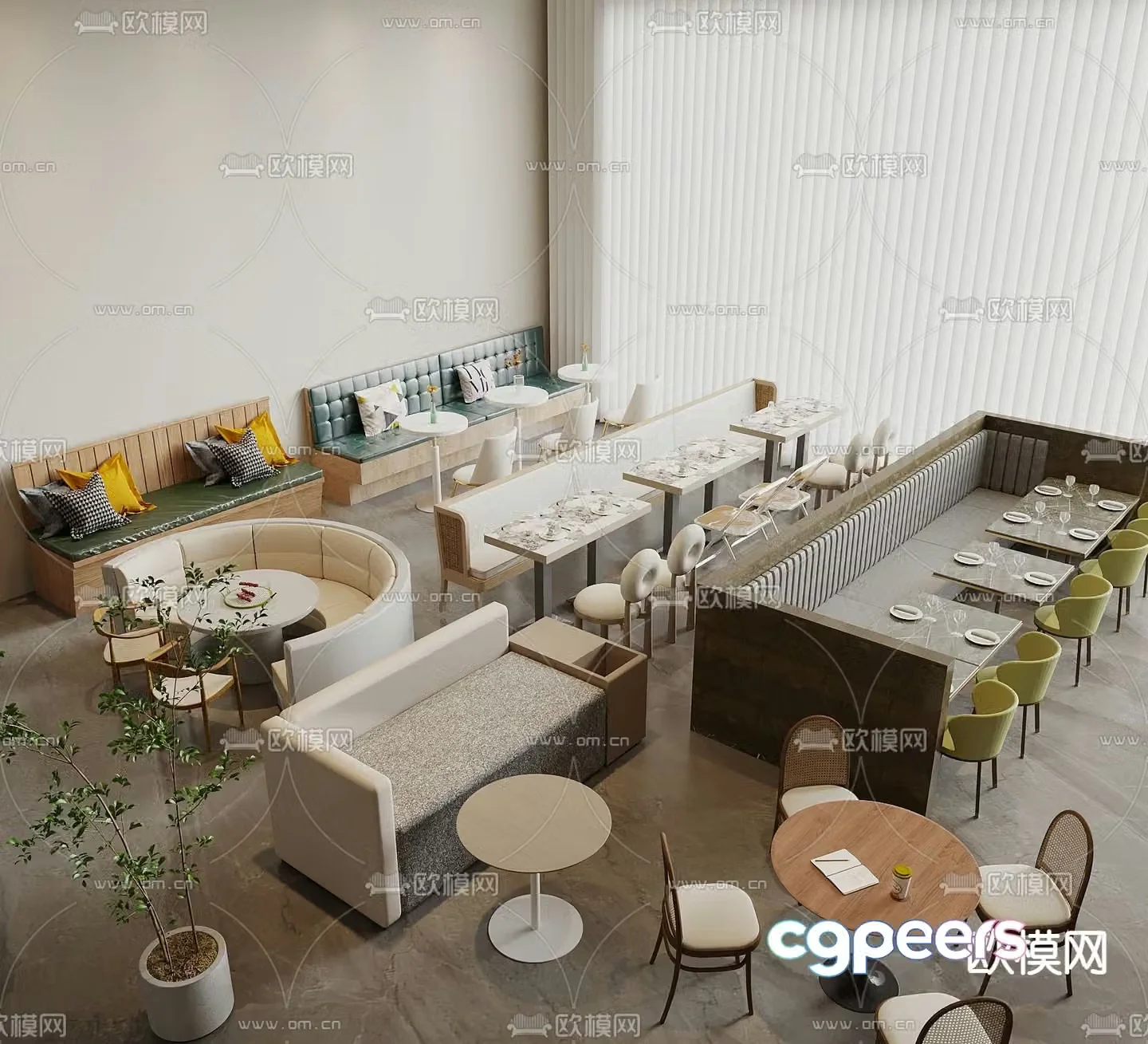 Card seat dining table and chairs curved card seat 3d model
