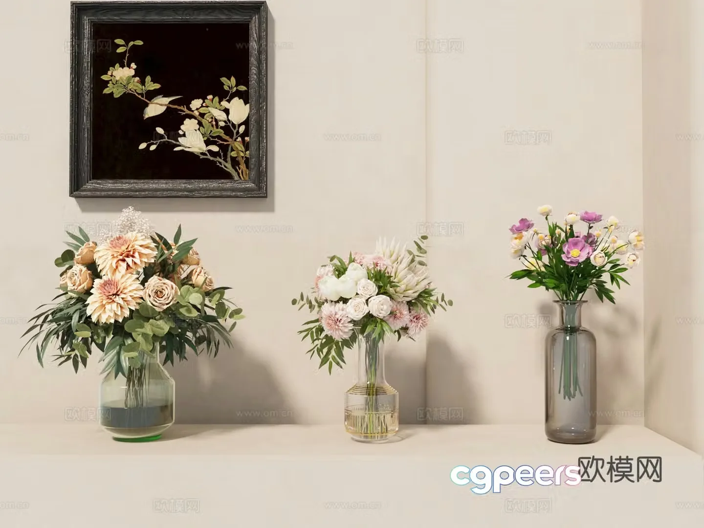 Flower ornaments flowers vase floral ornaments 3d model
