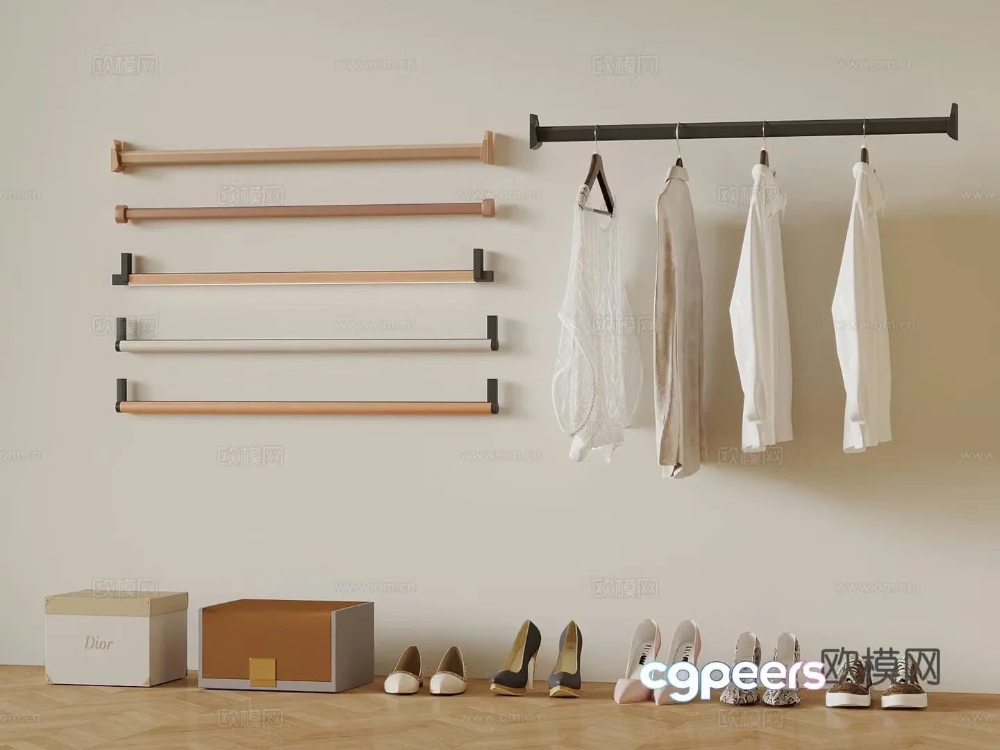 Modern clothes hanger shoes 3d model