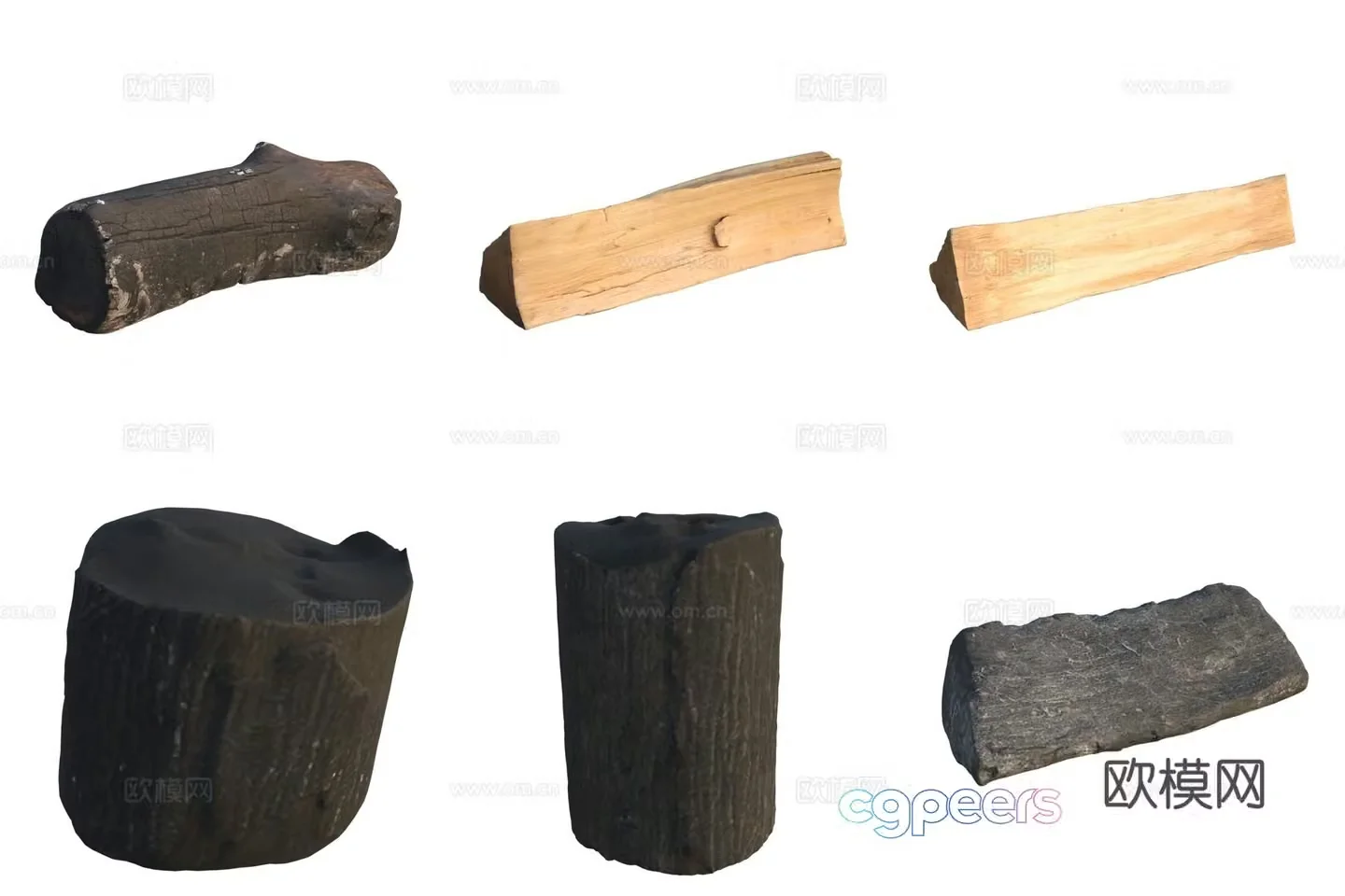 Firewood Wood Charcoal 3d model