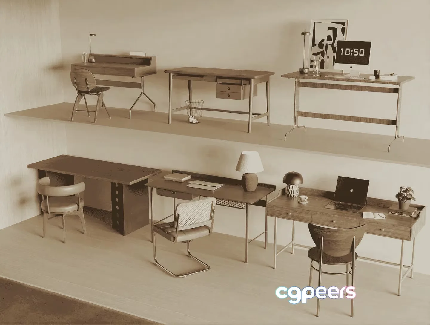 Modern Office Space 3D Model – 9975 – VRAY Render