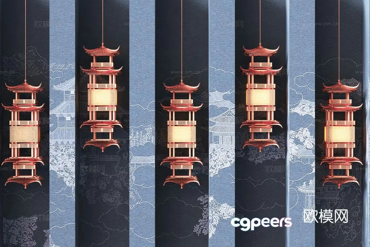 New Chinese chandelier 3D model