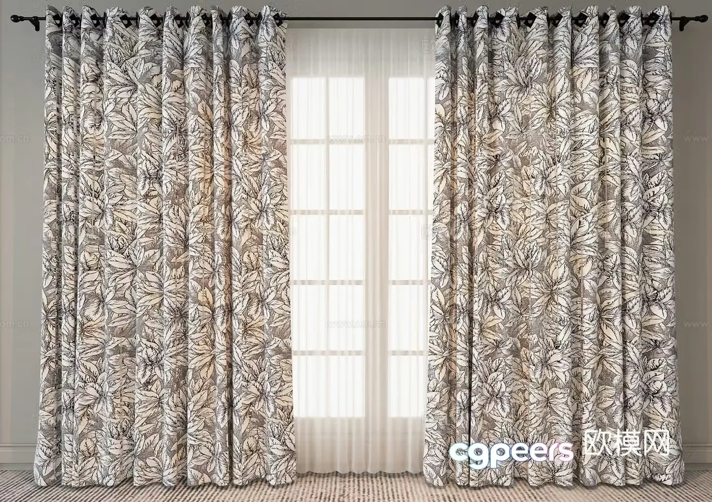 Modern floral curtain 3d model