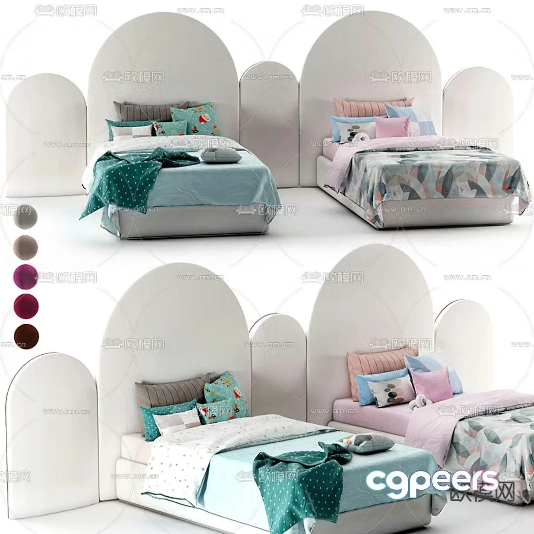 Modern twin children’s bed 3d model
