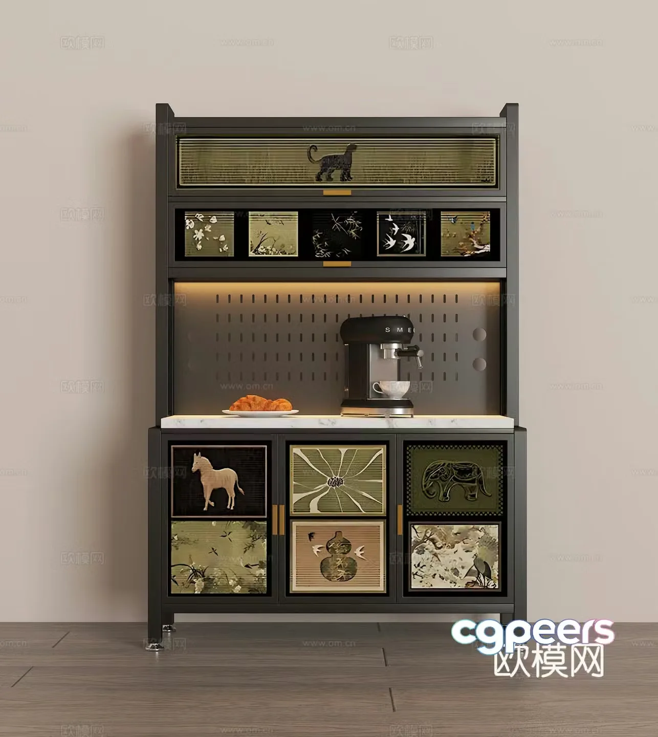 French retro pastoral sideboard 3D model