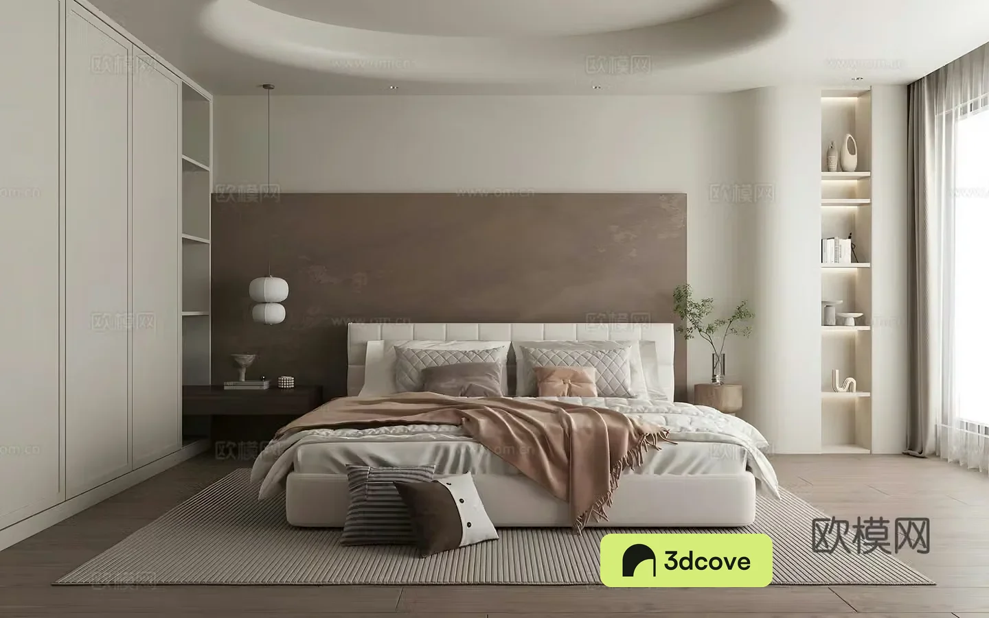 Modern home bedroom Wasabi style bedroom Minimalist style bedroom Secondary bedroom Leather bedroom Bed 3D model