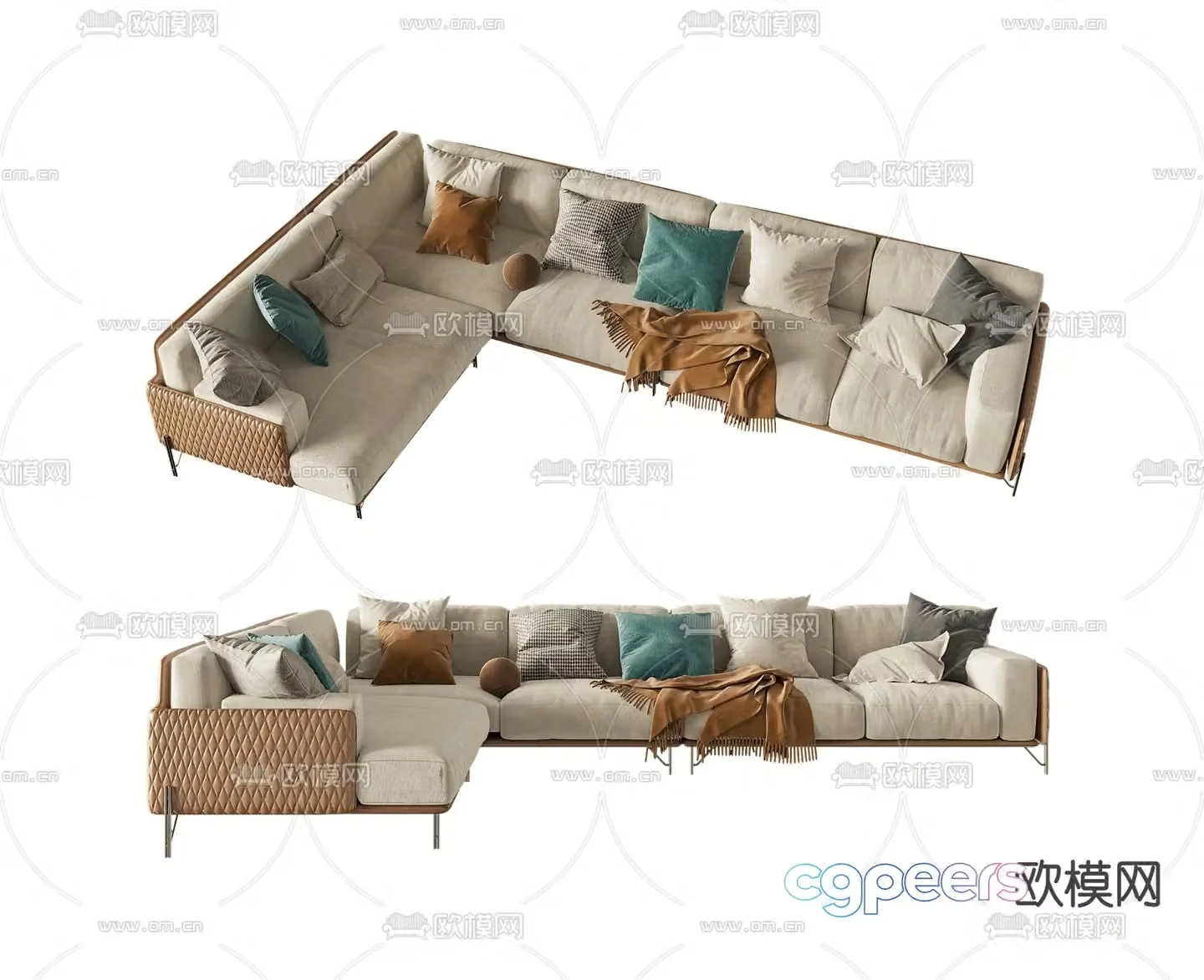 Minotti modern beige corner sofa 3d model