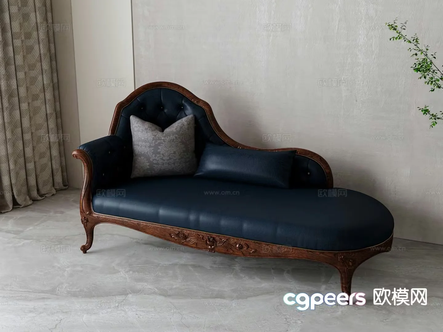 American chaise longue beauty couch 3d model