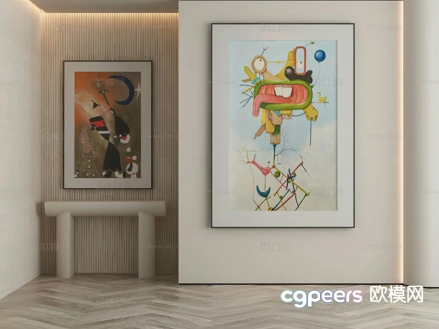 Modern decorative painting cartoon hanging painting oil painting 3d model