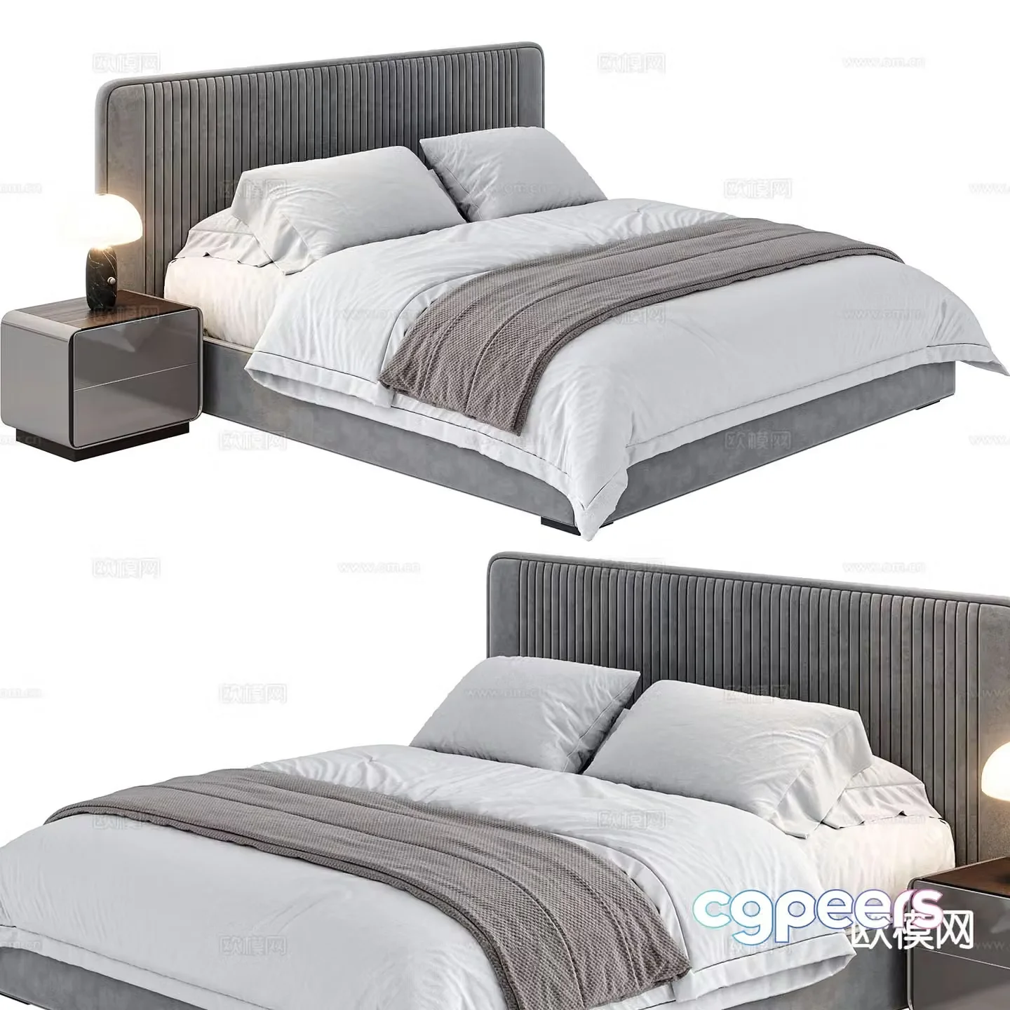 Modern double bed 3d model