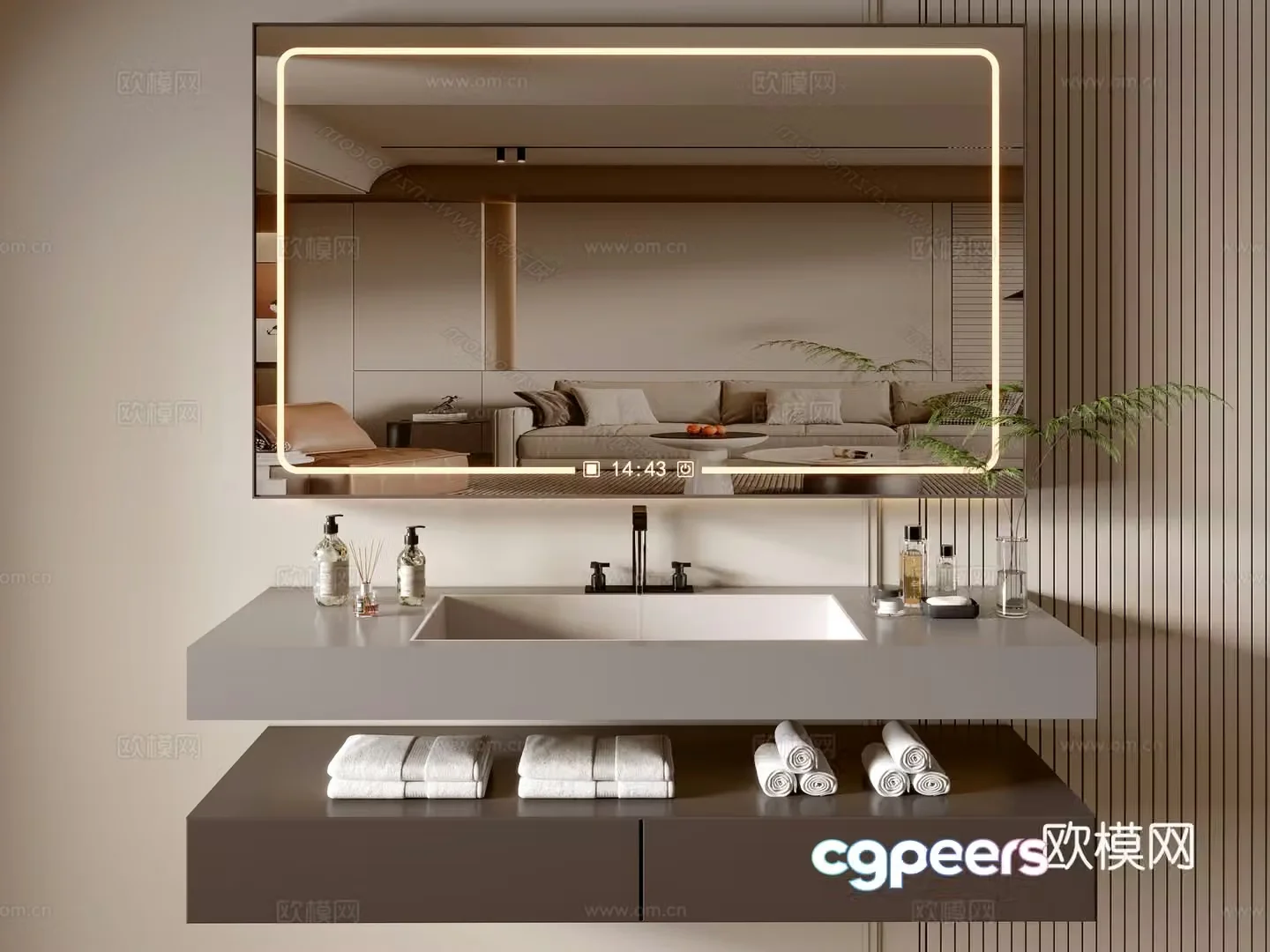 Modern bathroom cabinet bathroom basin bathroom ornaments mirror cabinet sink 3d model