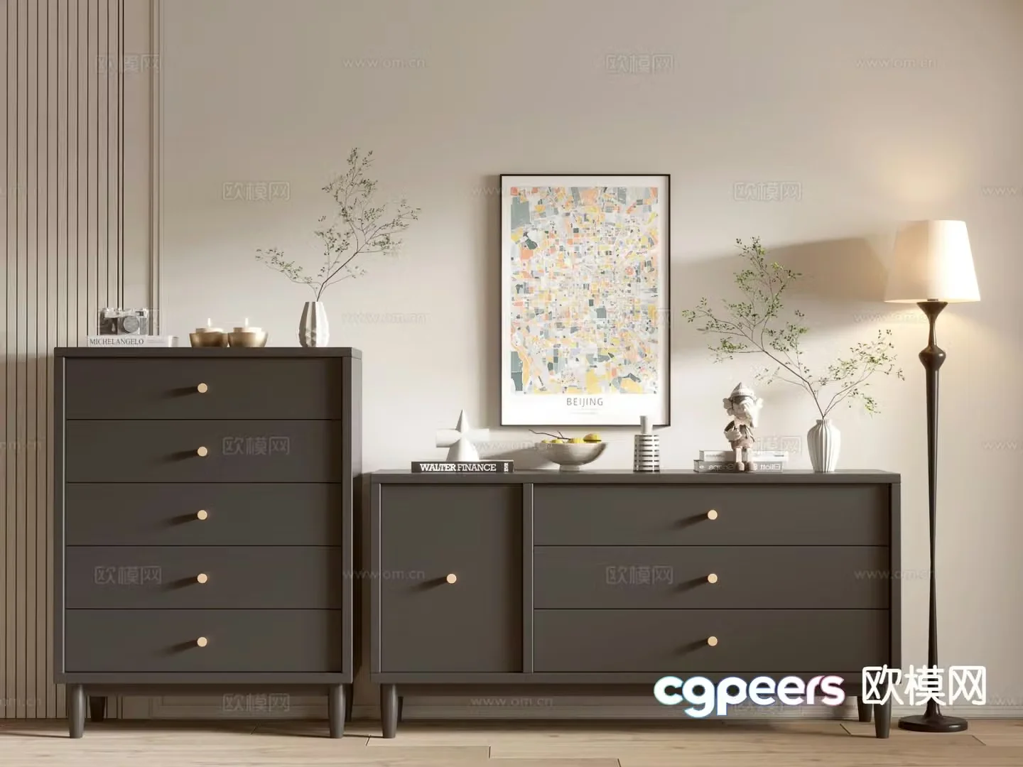 French chest of drawers 3D model