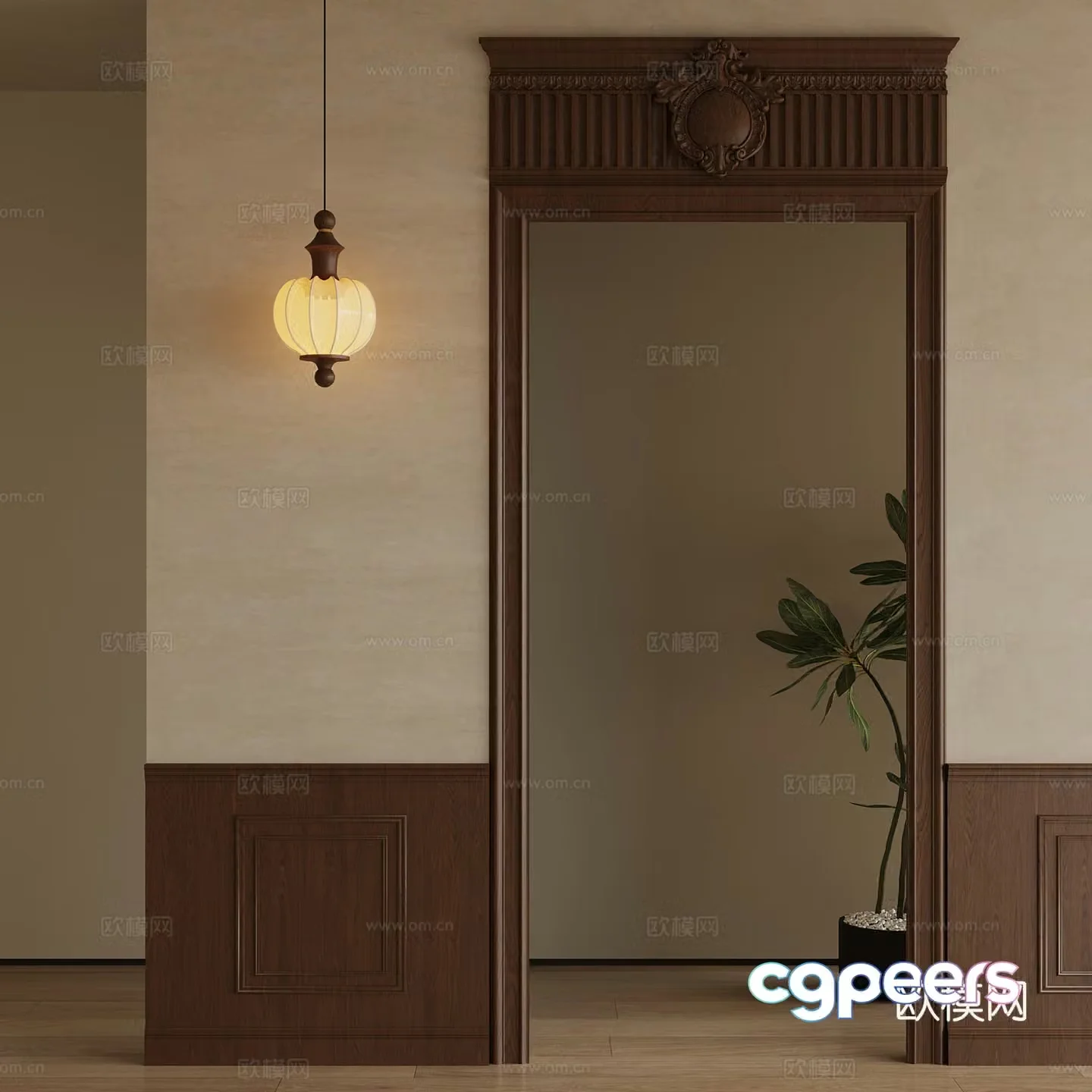 14 French medieval squid door cover chandelier 3d model