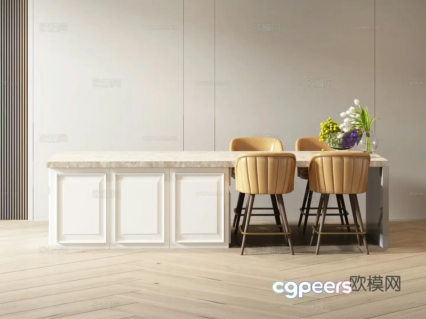Jian European Island Bar Bar Chair 3D Model