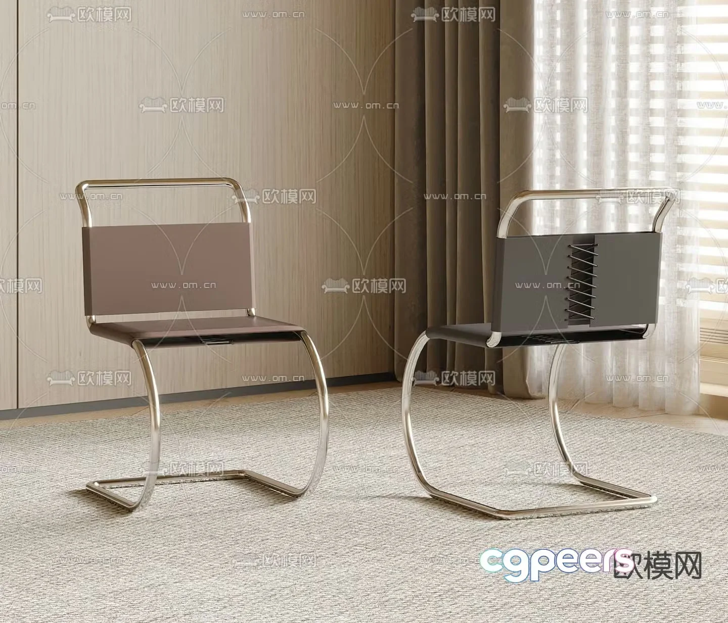 Modern chair single chair dining chair 3d model