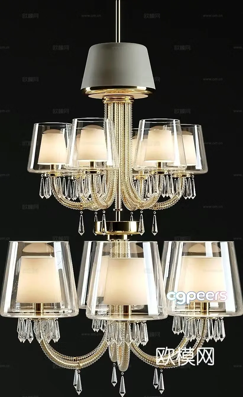 European crystal chandelier 3d model