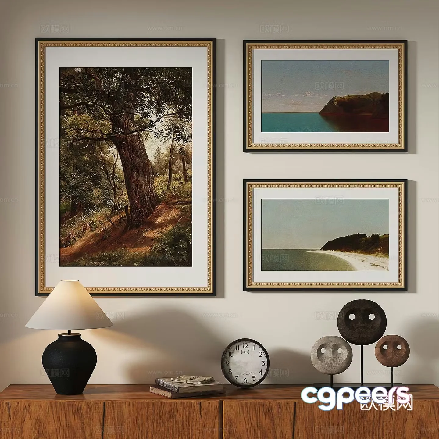 European classical French retro oil painting decorative painting 3d model
