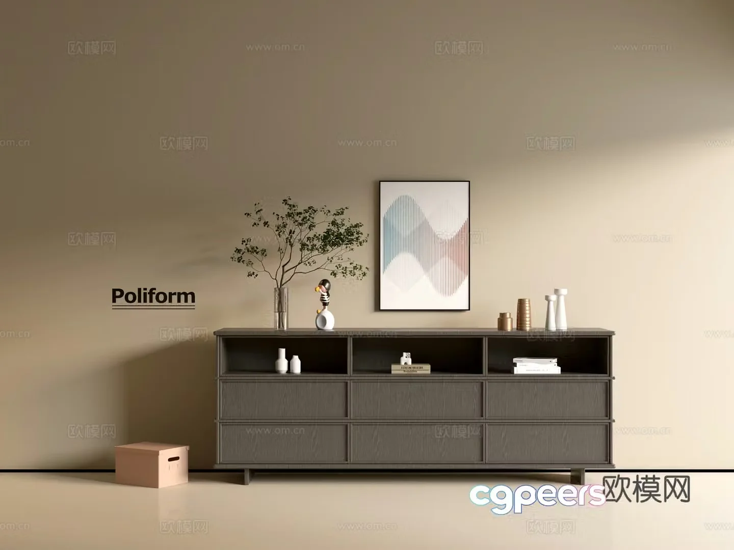 Modern black wood grain cabinet ins wind minimalist wind cabinet whole cabinet sideboard balcony cabinet 3d model