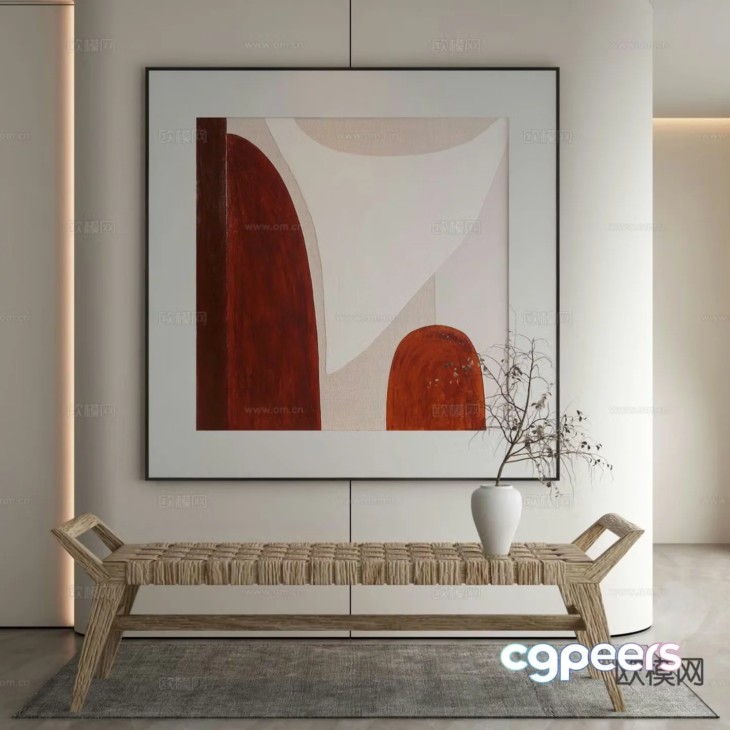 Modern texture painting decorative painting 3d model