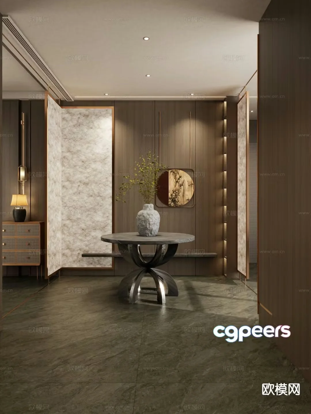 New Chinese style entrance hall entrance hall aisle 3D model
