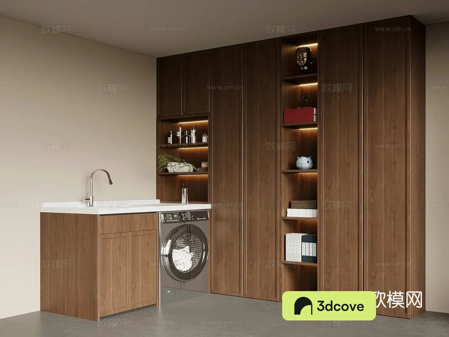 Laundry room Middle-aged laundry room Washing closet Washing machine 3d model